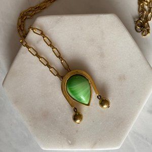 Nina Ricci Long Gold Pendant Necklace